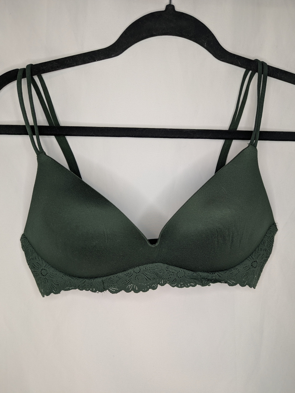 aerie Forest Green Lace-Trim Padded Bra